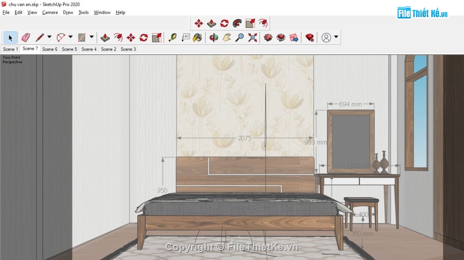 Phối cảnh phòng ngủ,File phòng ngủ,Nội thất phòng ngủ sketchup,phòng ngủ sketchup,File sketchup nội thất phòng ngủ,File sketchup Nội thất phòng ngủ